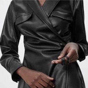 Black leather Zara wrap dress